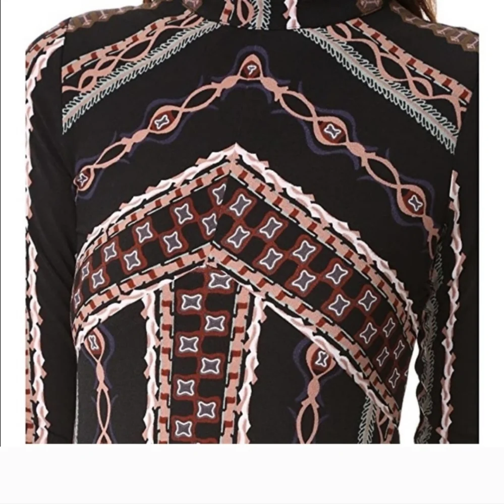 NWT Free People  Stella knit Black and Pink Patterned Mini Dress
